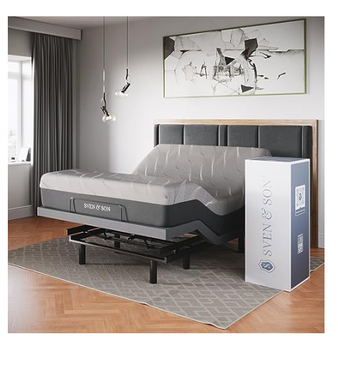 Sven and Son base de cama ajustable clasica tamaño queen con colchon de memoria de gel gravedad cero y masaje