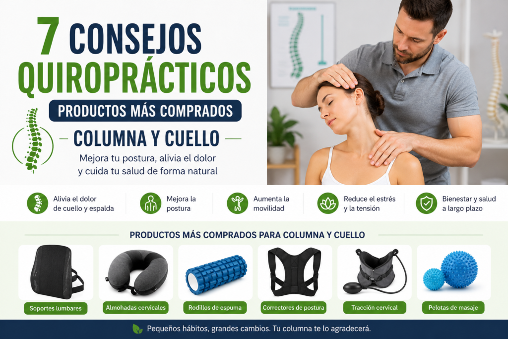 consejos quiropracticos y productos mas comprados para dolor de cuello y espalda