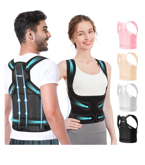 Fit Geno corrector de postura de espalda completo para mujeres y hombres enderezador de hombros ajustable jorobado escoliosis