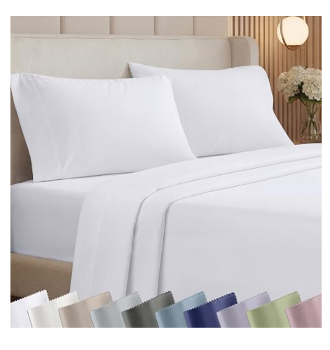 California Design Den juego de sabanas queen de 1000 hilos 100 por ciento saten de algodon blanco brillante