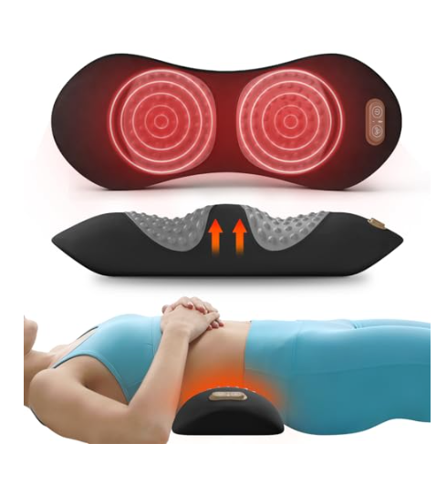 Etatsen masajeador de espalda electrico 3 en 1 con calor vibracion y traccion almohada de soporte lumbar triple fusion