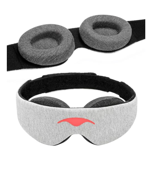 Máscara para dormir Manta Sleep con copas oculares desmontables y 100% bloqueo de luz ajustable.