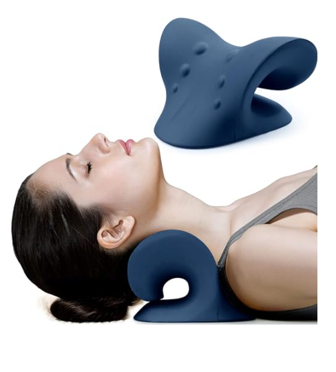 RESTCLOUD relajador de cuello y hombros dispositivo de traccion cervical almohada quiropractica estirador azul oscuro