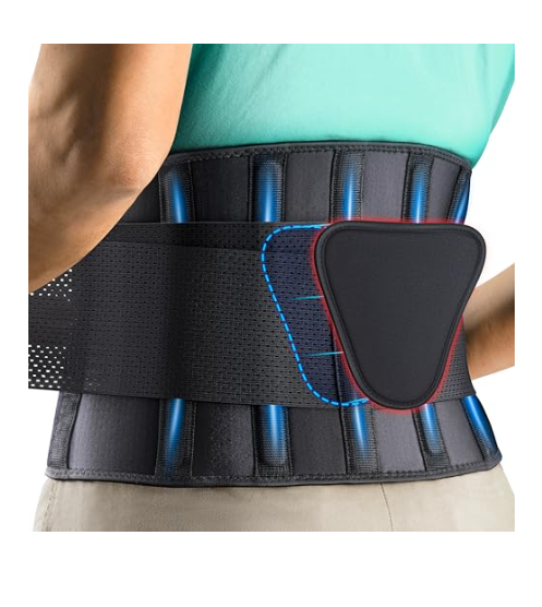 FEATOL soporte de espalda para dolor de espalda baja cinturon de apoyo transpirable con almohadilla lumbar ajustable