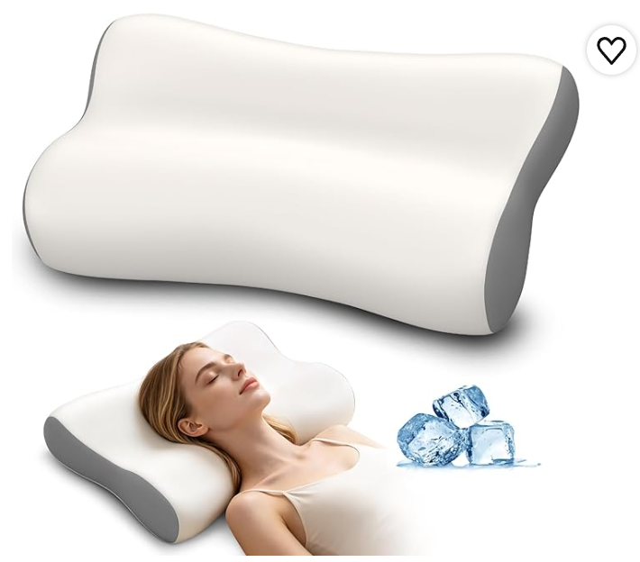 Almohada cervical ergonómica Polovo con diseño contorneado para soporte del cuello y alivio del dolor cervical, sobre fondo blanco neutro.