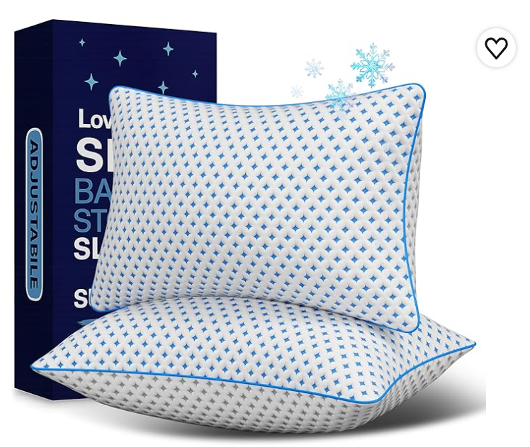 Par de almohadas viscoelásticas refrescantes LOVELYREST con tecnología de gel transpirable para regular la temperatura durante el sueño nocturno.