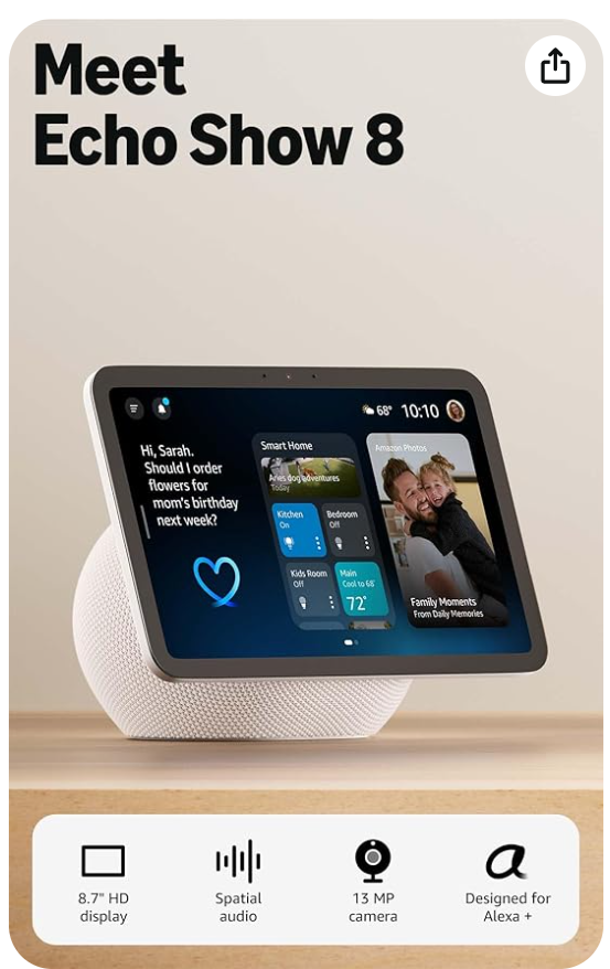 Pantalla inteligente con cámara en comparativa Amazon Echo Show 5 vs Echo Show 8 para el hogar